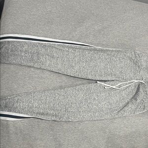Gray Jogger Pants with White Stripe